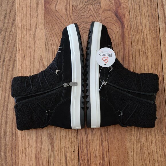 Blondo Sanity Black Waterproof Suede Faux Fur Winter Snow Boots Women Bootie 10 - Picture 9 of 14